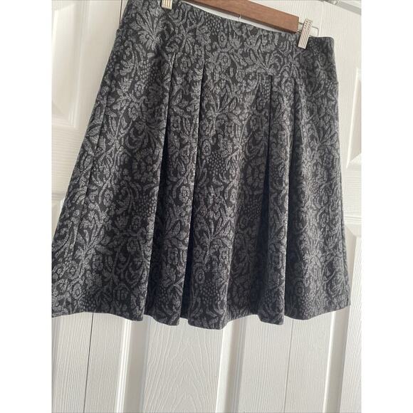 Loft Women's 10 Gray Fit and Flare Gray Jaquard Skirt Corpcore Academia - Picture 3 of 7